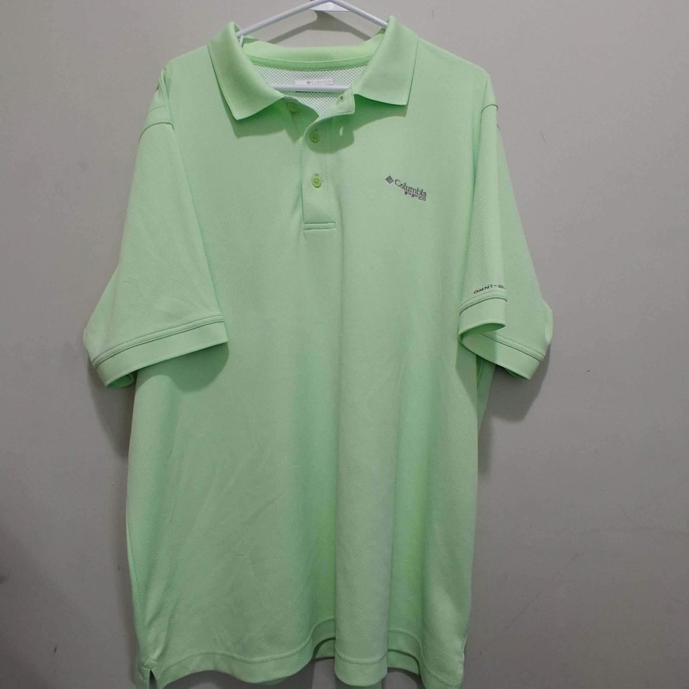 Columbia PFG Mens XXL Lime Green Short Sleeve Performance Fishing‎ Polo Shirt